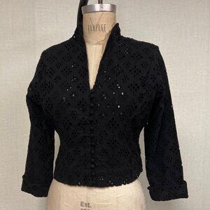 NWT Deadstock 2000s Aryn K Eyelet Lace Cropped 3/4 Sleeve Jacket Medium